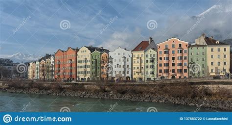 Panoramic View Of The Historic City Center Of Innsbruck With Colorful
