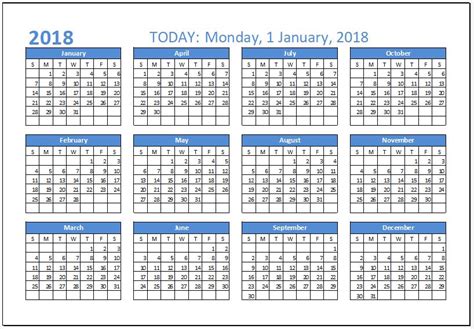 2018 Calendar Templates For Ms Excel Word And Excel Templates