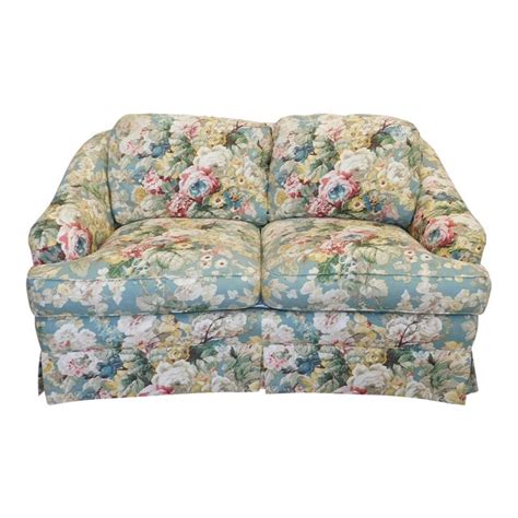 How much does the shipping cost for overstuffed sofas? 1980s Contemporary Overstuffed Upholstered Floral Sherrill ...