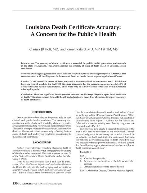 Maybe you would like to learn more about one of these? (PDF) Louisiana death certificate accuracy: a concern for the public's health