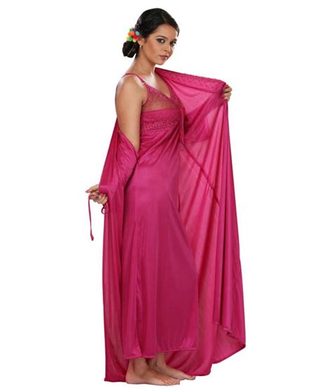 Buy Lucy Secret Pink Satin Nighty And Night Gowns Pack Of 2 Online At Best Prices In India Snapdeal