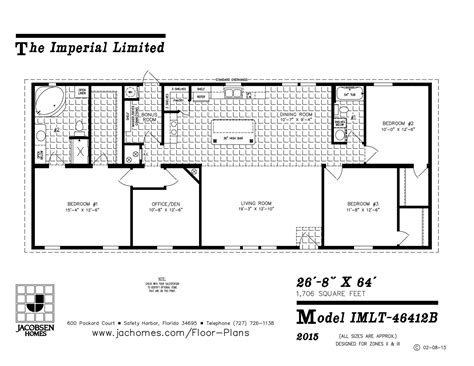 2 bedroom 2 bath modular home plans of 3 two bedroom mobile home floor plans jacobsen homes. IMLT-46412B Mobile Home Floor Plan - Ocala Custom Homes