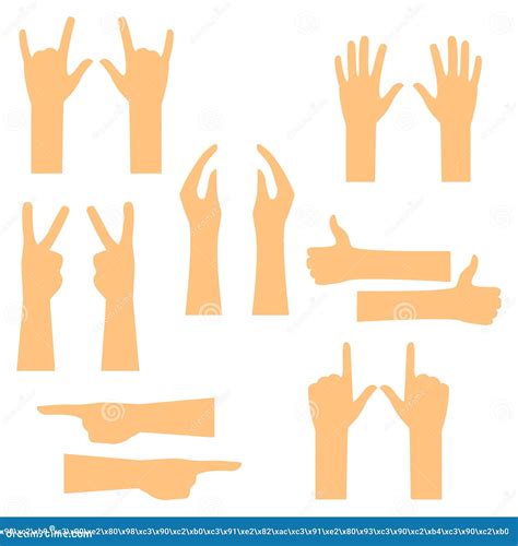 Gesturing Hands Set Isolated On White Background Stock Vector