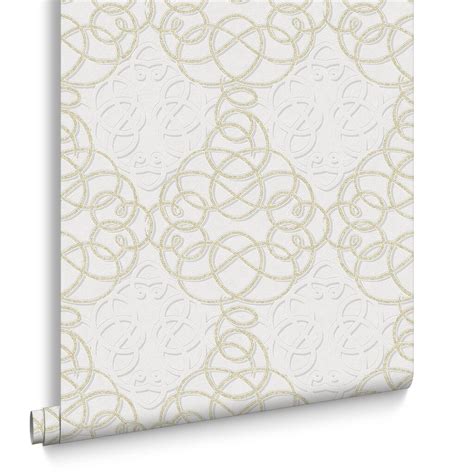 Ribbon Dance Ivory And Gold Wallpaper Graham And Brown
