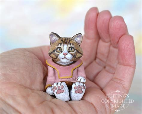 Pinky Miniature Norwegian Forest Cat Tabby And White Kitten Art Doll