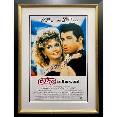 John Travolta And Olivia Newton John Signed Grease 16 X 24 Poster