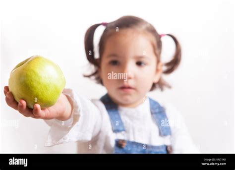 Girl Holding An Apple Hi Res Stock Photography And Images Alamy