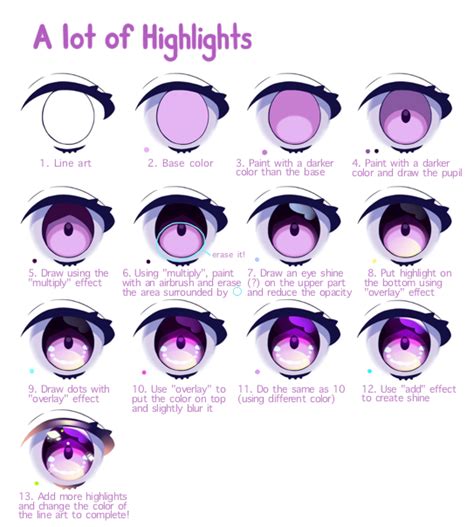 Purple Anime Eyes Tutorial Translated Eye Drawing Tutorials