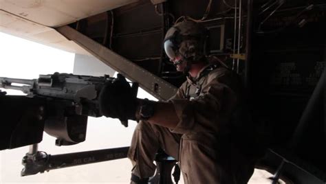 Afghanistan Circa 2011 Pov Of Marine Rear Door Gunner Riding In Open