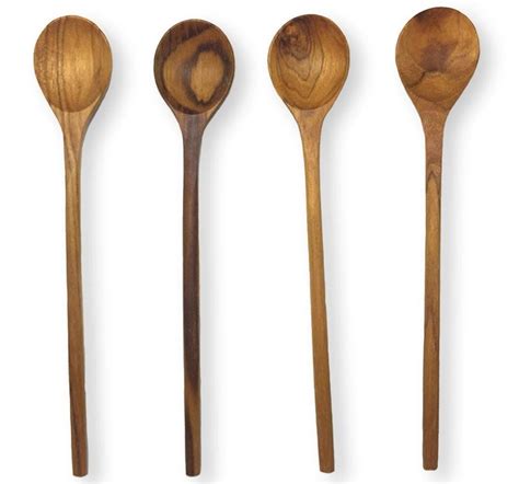 Sustainable Teak Mini Long Spoons Set Of 4 Serve In Sustainable