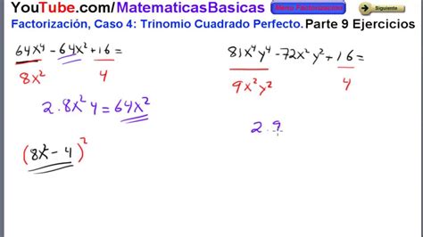 Factorizacion Caso 4 Ejercicios Trinomio Cuadrado Perfecto Ejemplos