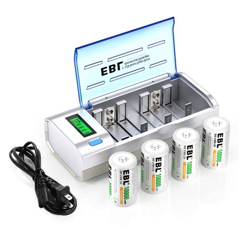 Buy Ebl D Cells 10000mah Rechargeable Batteries 4 Counts With C D 9v