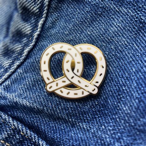 Hard Enamel Pin White Pretzel With Gold Sprinkles From Our Etsy Uk