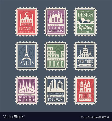 Collection Of Stamps From Different Countries With