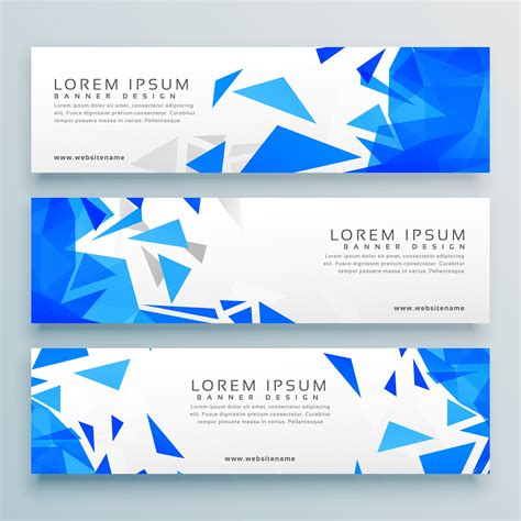 abstract blue triangles vector web banner or header template - Download