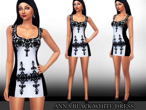 The Sims Resource Anna Black White Dress By Saliwa Sims 4 Downloads