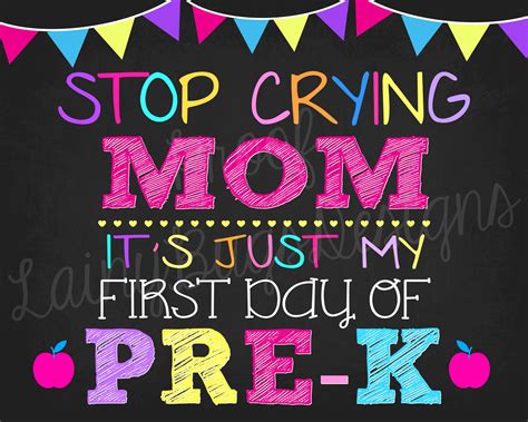 Stop Crying Mom Stop Crying Sign Back To School Sign Etsy