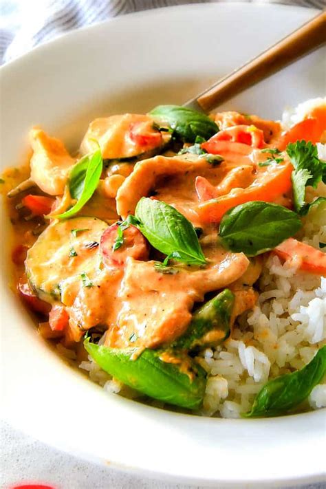 With red thai curry paste, fish sauce and groundnut oil to flavour this dish along with lime, it will soon become a family favourite. Thai Red Curry Chicken and Vegetables - Carlsbad Cravings