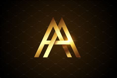 Golden Aa Logo Illustrator Templates ~ Creative Market