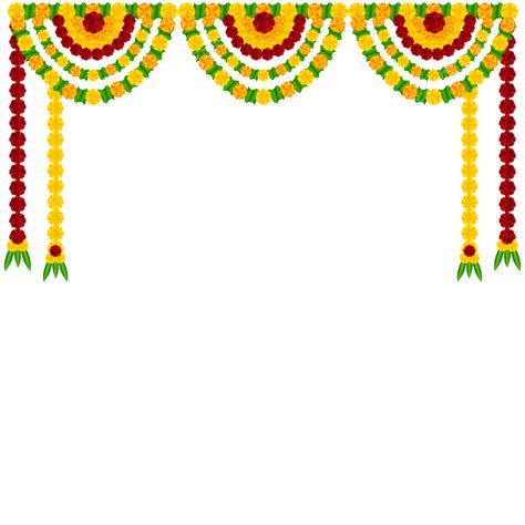 Toran Marigold Flowers Decorative For Hindu Festival India Vector