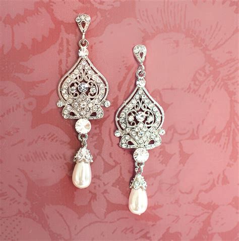 Bridal Chandelier Earrings With Pearls Lottie Da Designs