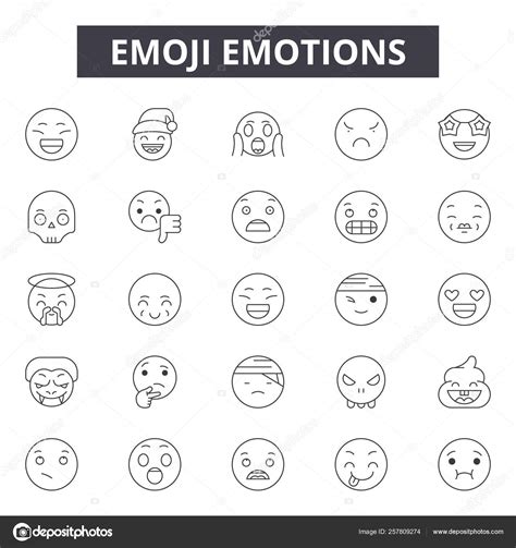 Emoji Emotions Line Icons Signs Set Vector Emoji Emotions Outline