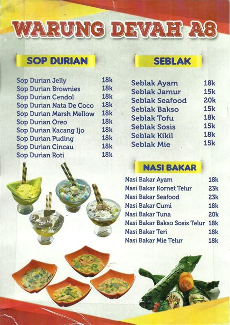 Gambar tentang Daftar harga dan menu makanan di dapur kayu manis condet