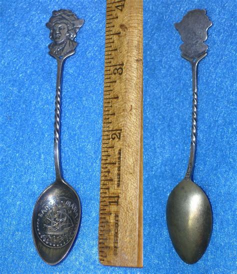 1893 Worlds Fair Demitasse Sterling Souvenir Spoon Columbus Bust Santa