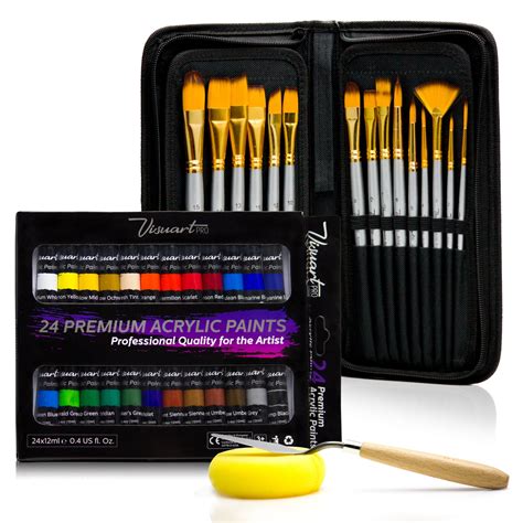 Acrylic Paint Brush Set With 15 Premium Artist Brushes And Bonus 24