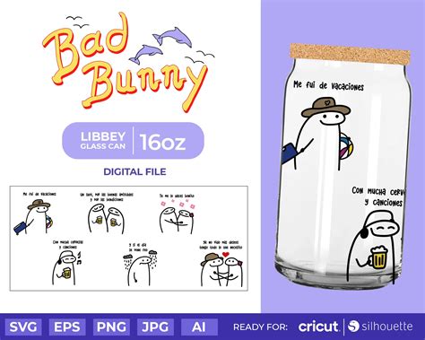 Bad Bunny Libbey Glass Svg Me Fui De Vacaciones Flork Meme Un Etsy Uk