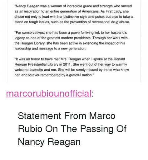 Nancy Reagan Was A Woman Of Incredible Grace And Strength Who Served As An Inspiration To An