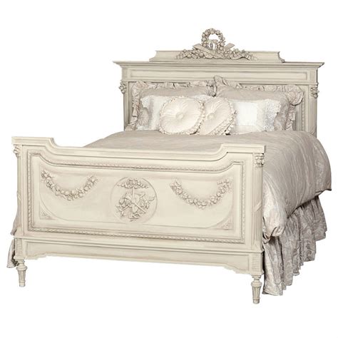 Bed single furniture wooden inlaid antique style louis xvi bedroom 900. Antique Louis XVI Painted Queen Bed at 1stdibs