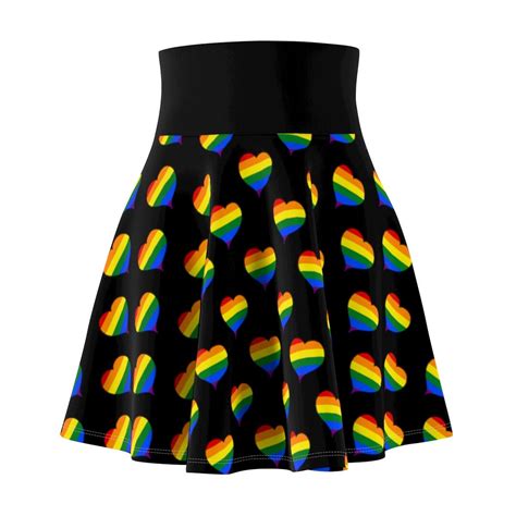 Gay Pride Skater Skirt Rainbow Flag Geometrical Hearts Etsy