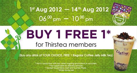 I Love Freebies Malaysia Promotions Chatime Malaysia Buy 1 Free 1