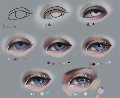 Draw a rough outline of your eye. Semi-realism eyes with white lashes. Step by step by ...