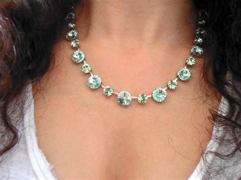 Chrysolite Crystal Necklace Tennis Cup Chain Choker Women Jewelry