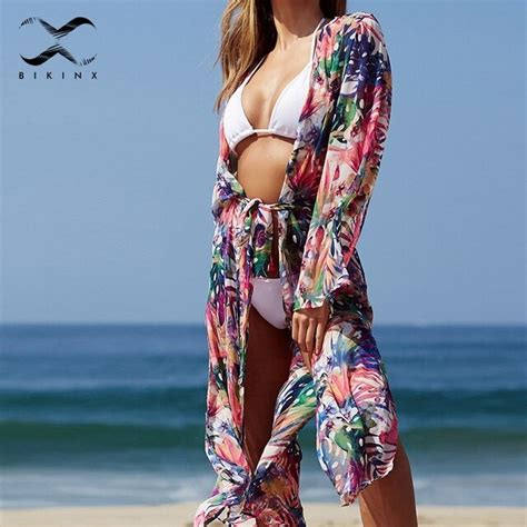 Bikinx Summer Beach Dress Kaftan Pareo Sarong Sexy Cover Up Bikini Swimwear Tunic Swimsuit