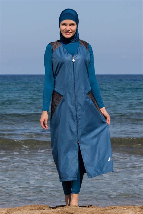 Adabkini Sila Muslim 5 Piece Long Burkini Swimsuit Islamic Full Cover Modest Swimwear