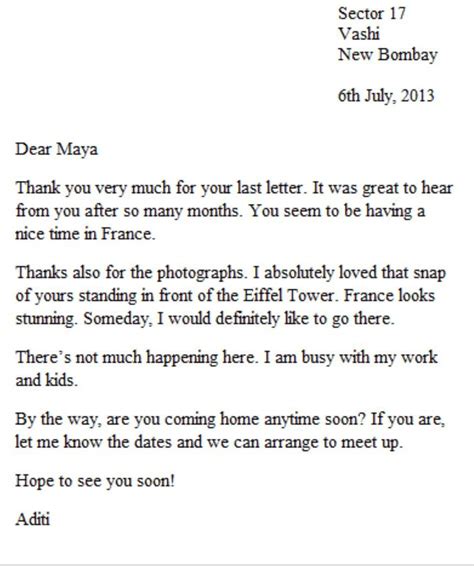 Informal Letter Example To A Friend | Writing Letter