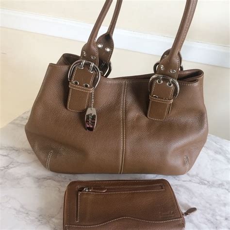 Tignanello Lot Set Brown Leather Bag Purse And Matching Leather Wallet