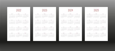 2022 2023 2024 2025 Calendrier Quotidien Hebdomadaire Mensuel Modèle De