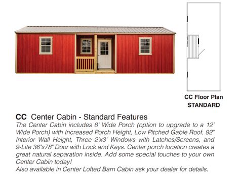 Two level floor plans for log cabins and log homes. Center Cabin - Buildings by Premier