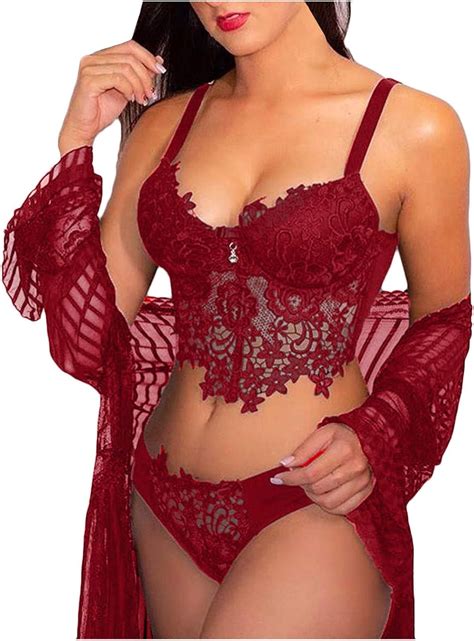 Jiekyoi Sexy Women Embroidery Lace Collar Wireless Bra Sexy Lingerie Thong Set Underwear Lace