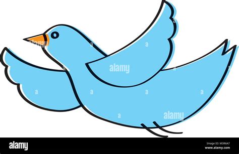 Cute Blue Bird Cartoon Flying Waving Stock Vector Image And Art Alamy
