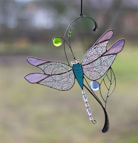 Stained Glass Art Window Hangings Suncatcher Dragonfly Home Decor T