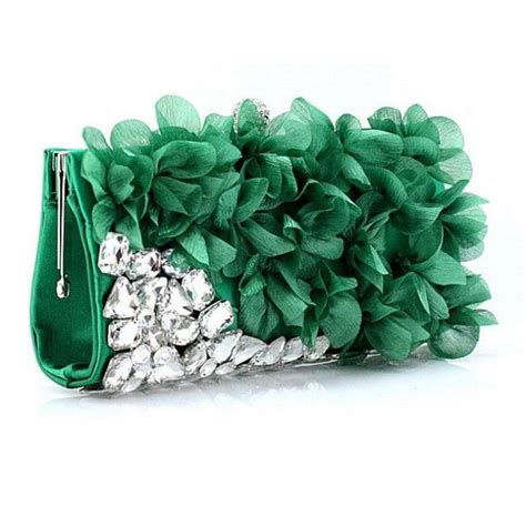 Green Floral Crystal Elegant Bridal Clutch Bag Bridal Clutch Bag Party
