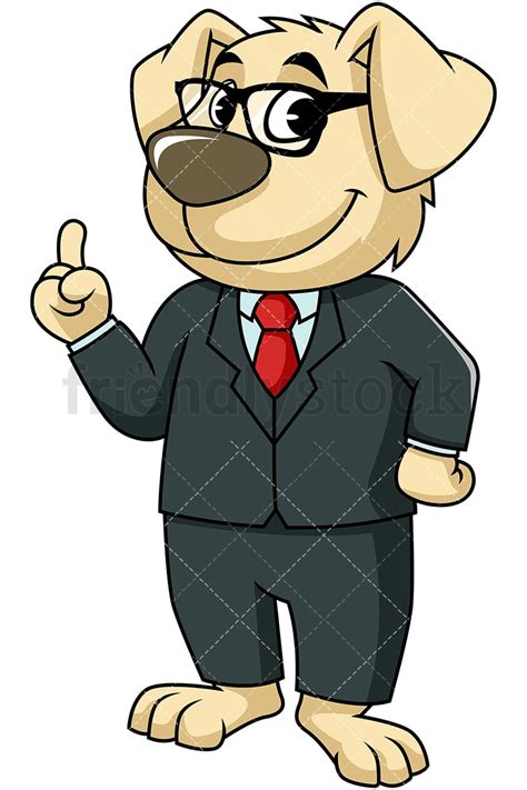 Business Mascot Dog Pointing Up Cartoon Vector Clipart