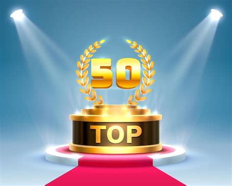 Premium Vector Top 50 Best Podium Award Sign Golden Object