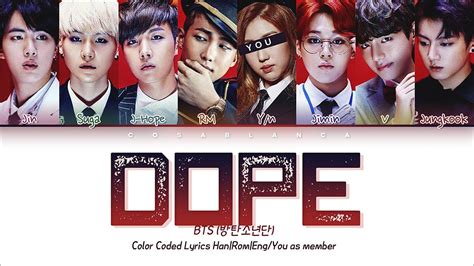 Karaoke Ver Bts Dope 8 Members Ver Color Coded Lyrics Hanrom