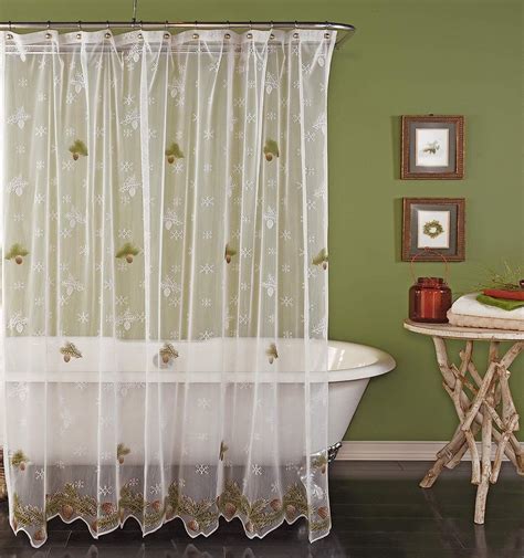 Rustic Pines Lace Shower Curtain White 70 X 72 Home And Kitchen